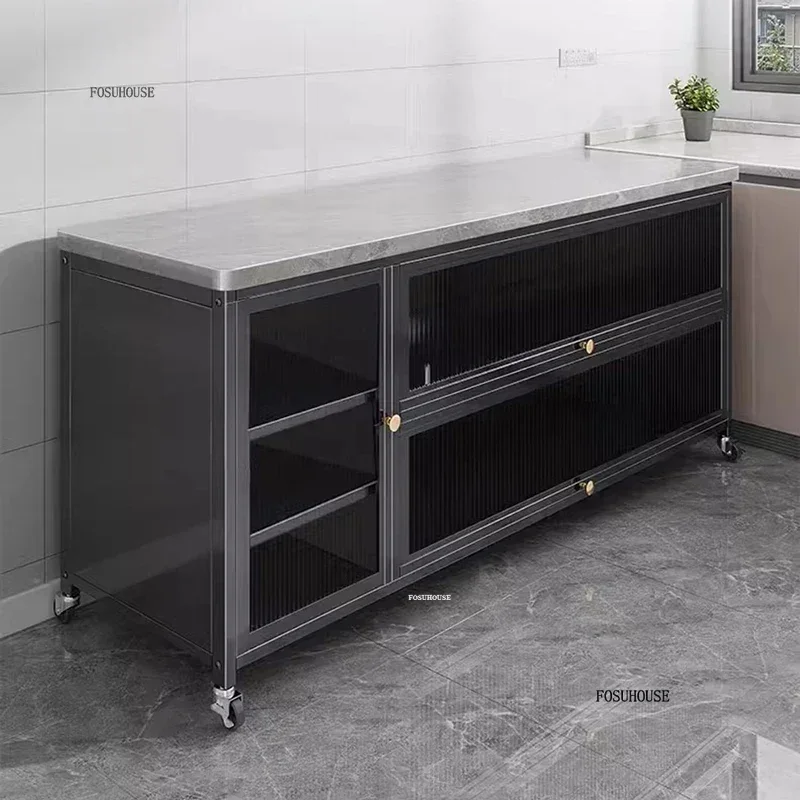 Multi-functional Kitchen Cabinets Home Storage Cabinet with Wheels for Microwave Oven Storage Cabinets Modern Kitchen Furniture