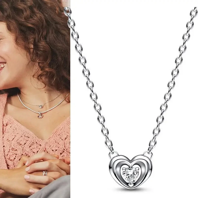 New Women's Necklace Pav é Set Angel Wings Love Necklace% 925 Sterling Silver DIY Charming Jewelry Fashion Light Luxury