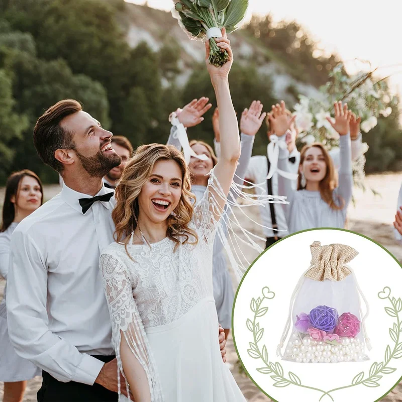 10Pcs Small Linen Jute Drawstring Gift Bags Pouch 15x10cm Wedding Party Favours Sack For Jewelries Gift Makeup Candy Fruits