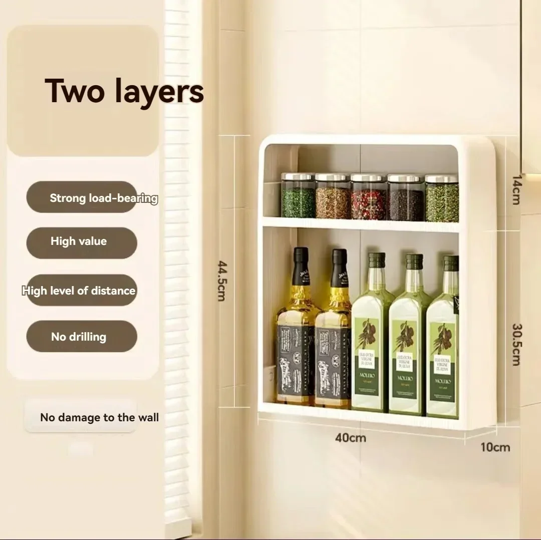 Kitchen Organizer Household Storage & Organiser Wall-mounted Shelf Spice Rack Organizer Kitchen With Plastic Storage