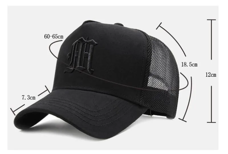 60-65cm Plus Größe Baseball Kappe Für Männer 100% Baumwolle Sommer Mesh Net Trucker Dad 5 Panel Hüfte hop Snap Zurück Frauen Sonne Hüte Gorras – Detail 3