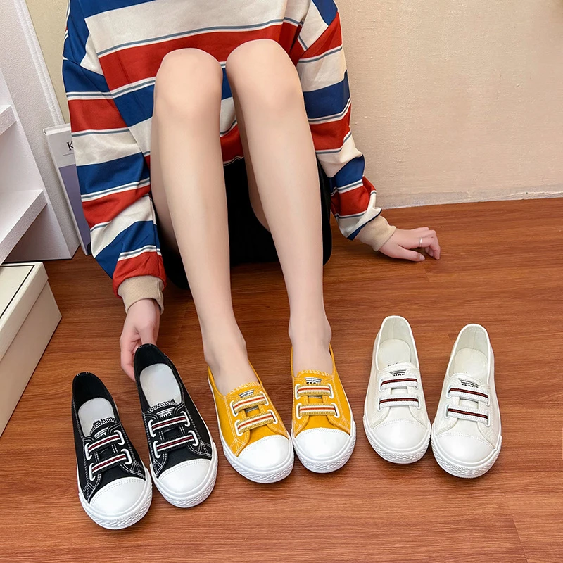 

Shallow Mouth Canvas Shoes Female 2023 spring Autumn Nurse Shoes Flat Bottom Non-slip Mother Shoes Breathable Casual Sneakers