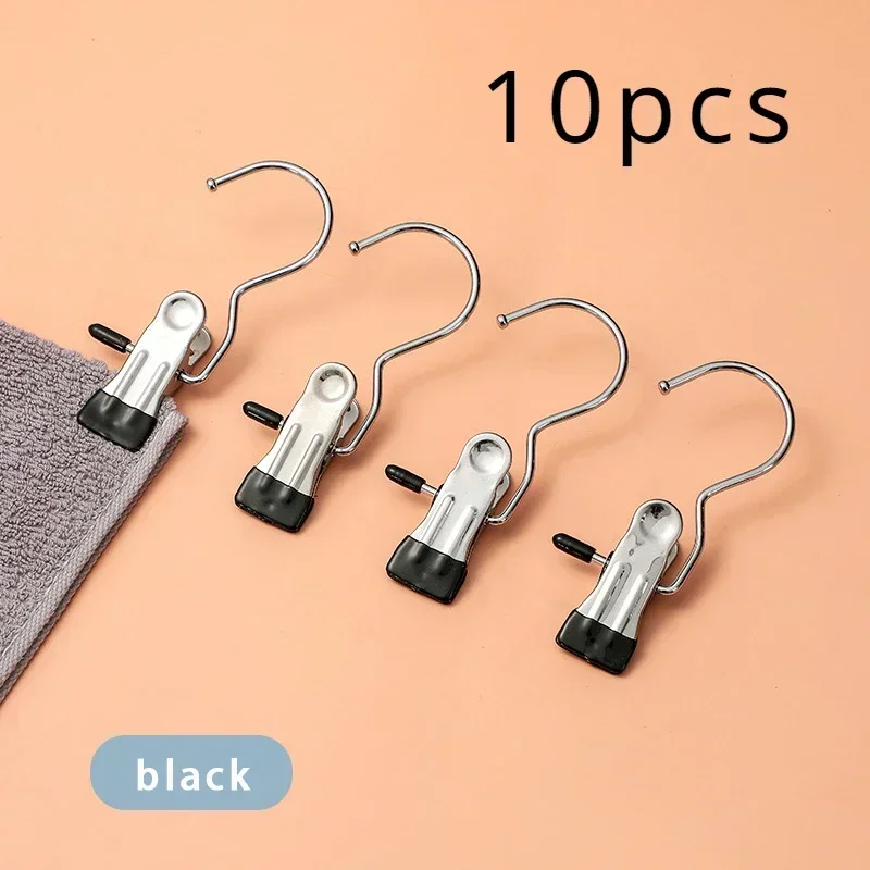 Stainless Steel Clothespins Laundry Clothes Peg With Hook Portable Hanging Clothes Clip Wardrobe Organizer Hanger 10/1pc