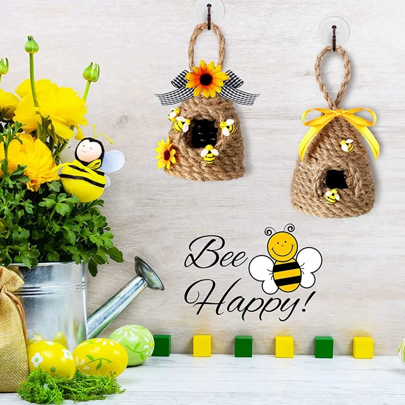 Bee Hive Decor Honey Bee Tiered Tray Decor Bumble Bee Decorations Summer  Spring Sunflower Decor for Home Farmhouse Kitchen Natural Bee House Bumble