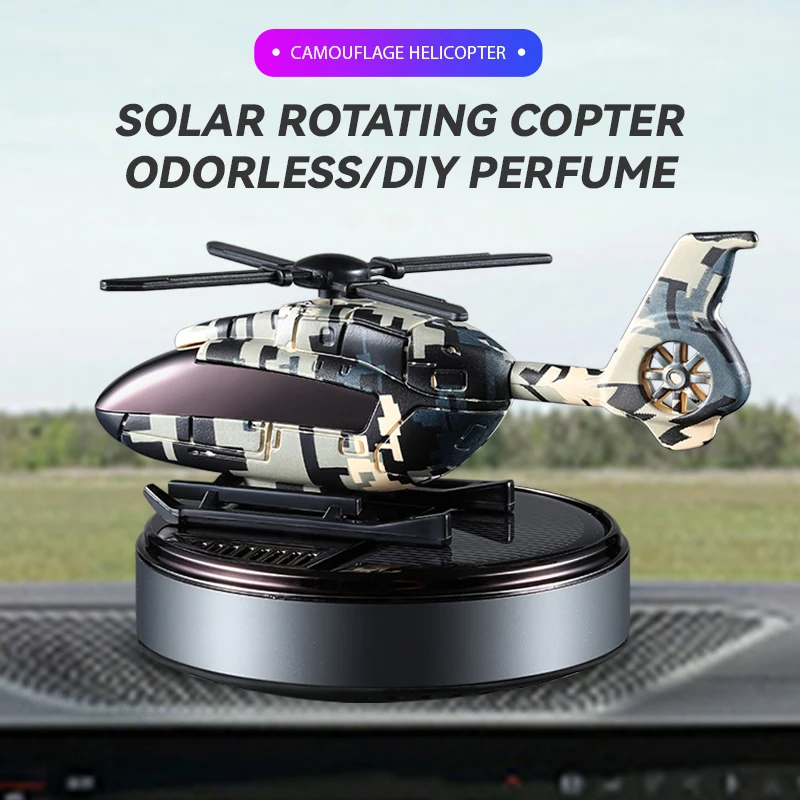 Kein Parfüm, DIY-Duft, rotierender Hubschrauber, Solarenergie, Auto-Lufterfrischer, Ornamente, Dekorationen, Zubehör, Aromadiffusor für Männer