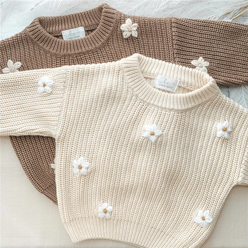 Adorable Girls' Flower Sweater 1