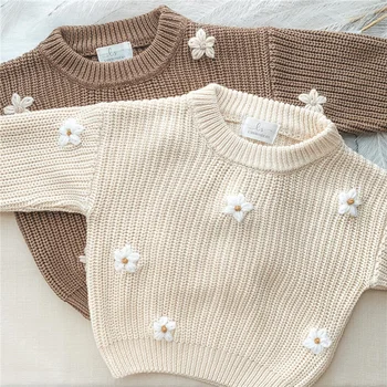 Adorable Girls' Flower Sweater 1