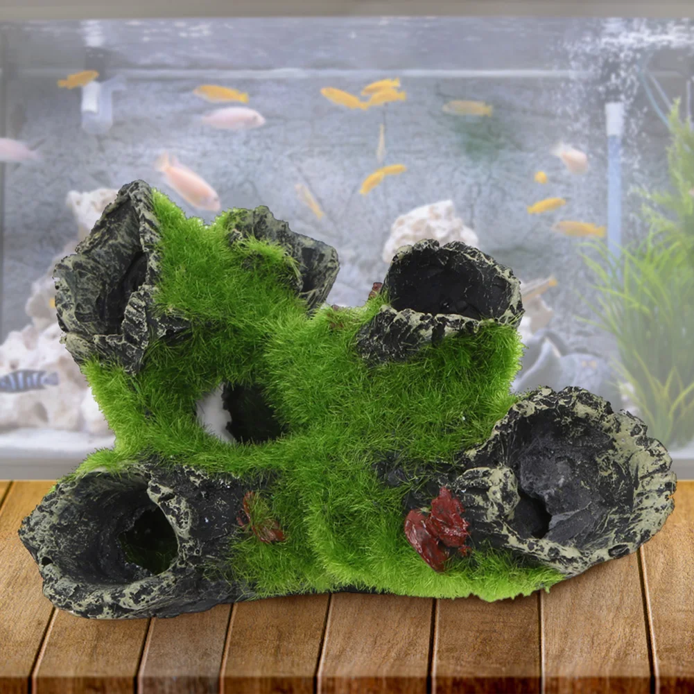 Resin Breeding Hiding Cave Ornaments Breeding Tree Shelter Decorative Props Shrimp Breeding Evasion House for Fish Tank Aquarium