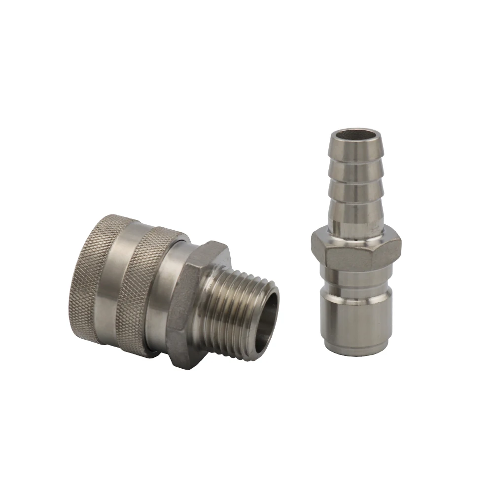 Stainless Steel Homebrew Beer Quick Disconnect Set 1/2" Barb 1/2" NPT