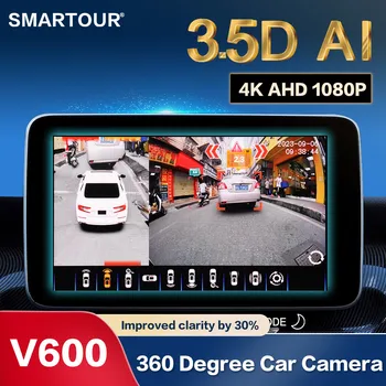 SMARTOUR AI 360 도 조감도 파노라마 시스템 카메라, 자동차 주차 서라운드 뷰 비디오 녹음기 DVR 모니터 UHD, 3.5D HD 4K UHD
