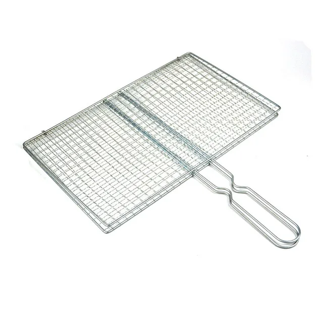 Rozsdamentes Acél Nem Bot Bbq Grill Borító Dupla Rétegű Nettó Grillezett Klip Halhús Kemping Piknik Élelmiszertartók Háló
