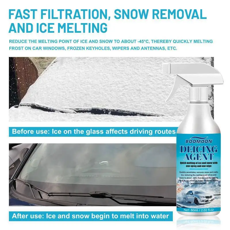 Automotive Glass Deicing Agent Auto Window Deicing Agent Winter Car Accessories Windshield Ice Melt Spray Car Glass Defrosting