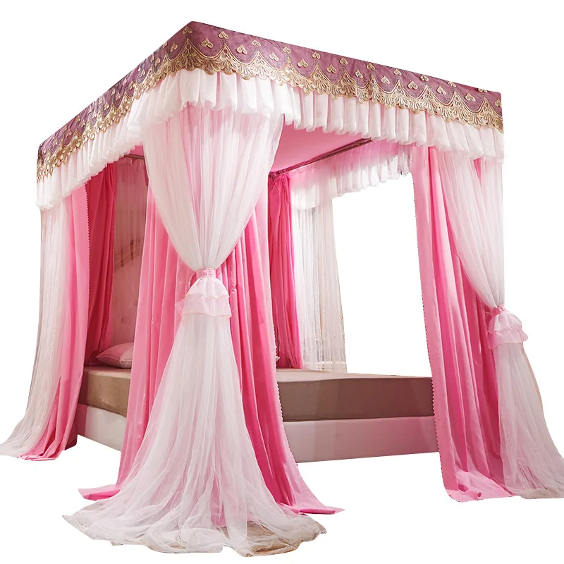 Baldacchini Tenda Da Letto Di Lusso Rosa Dal Pavimento Al Soffitto Camera Da Letto Della Camera Da Letto Della Principessa Baldacchino Del Letto, Per Letti Da 1,2 M/1,5 M/1,8 M/2 M, Con