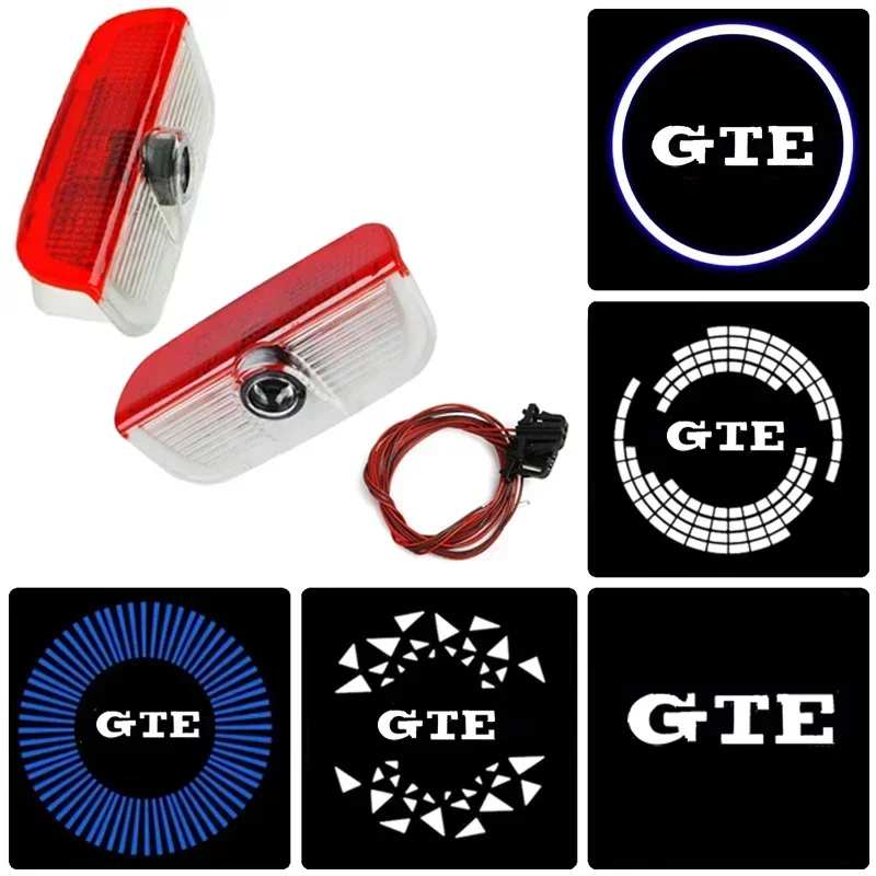 2Pcs Led Car Door Welcome Light Logo Per Vw Gte Logo Golf Tiguan Arteon Polo Bora Passat Jetta Touareg Lampade Per Proiettori Di Cortesia