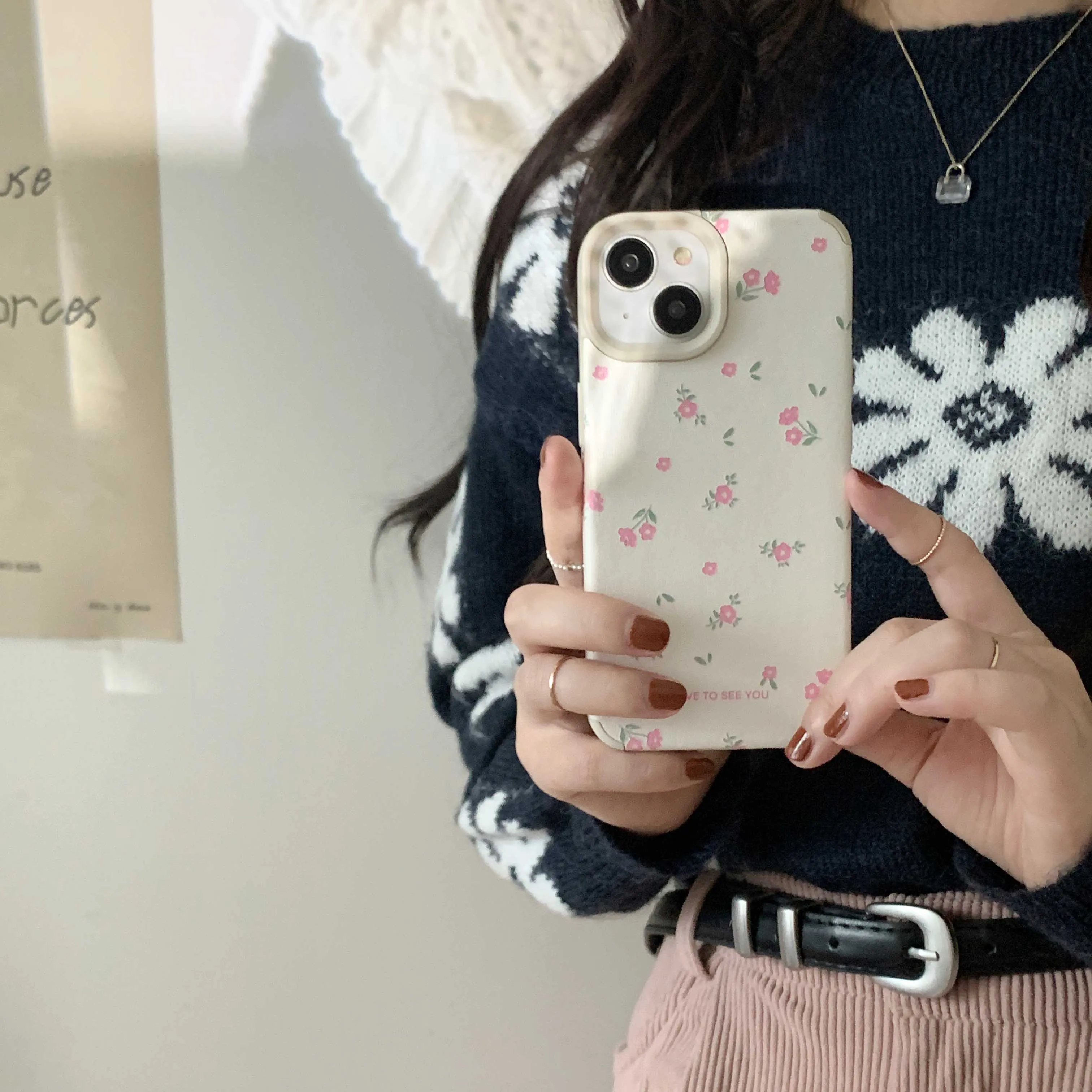 Little Flower Soft Leather iPhone Case
