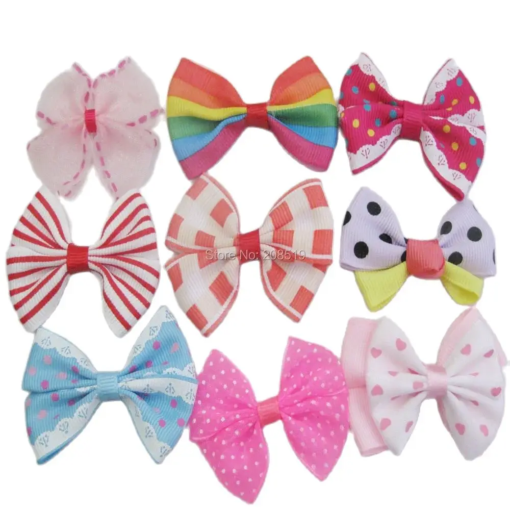 

FZNNAA About 55MM Long Printed Grosgrain Ribbon Bows Mixed 100Pcs Decorative Apparel Accessories