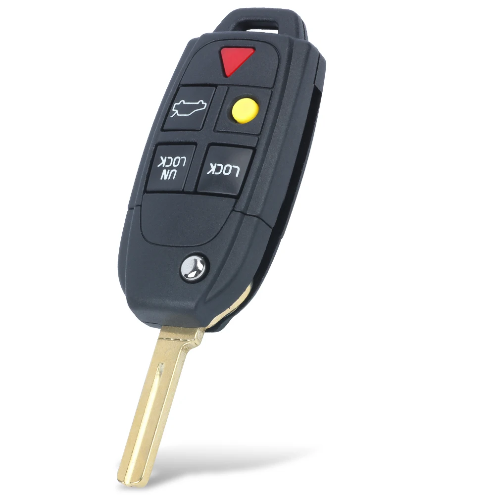 Diykey LQNP2T-APU 5 Knop Flip Remote Key Shell Fob Voor Volvo Xc90 2004 2005 2006 2007 2008 2009 2010 2011 2012 2013 2014