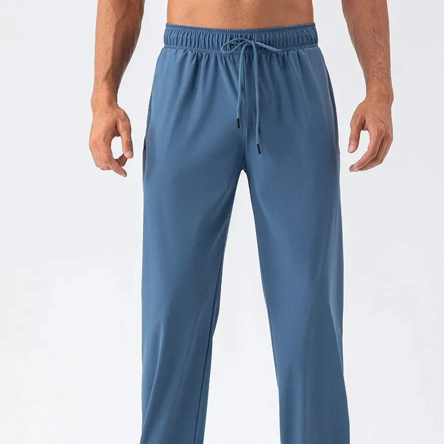 Men's Nylon Cool Feeling Loose Fit Sports Long Pants Quick Dry Elastic Outdoor Casual Running Fitness Trousers 31339