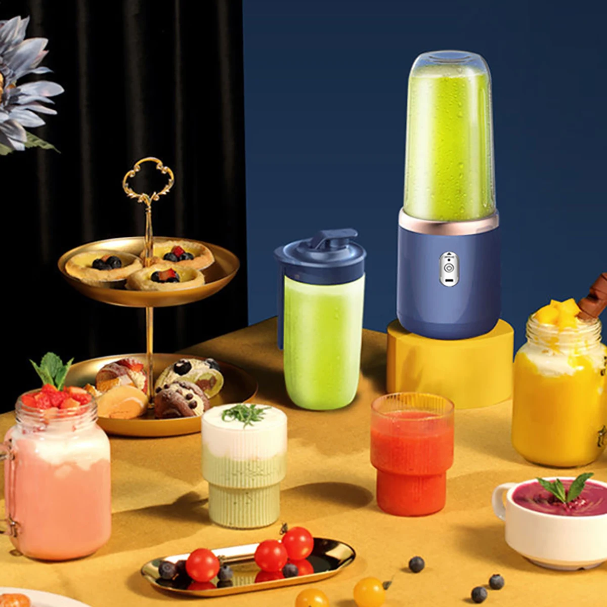 Fruit Juicer 1 portable 304 stainless steel blades dual cup design for mixers kitchen use outdoor camping easy to clean