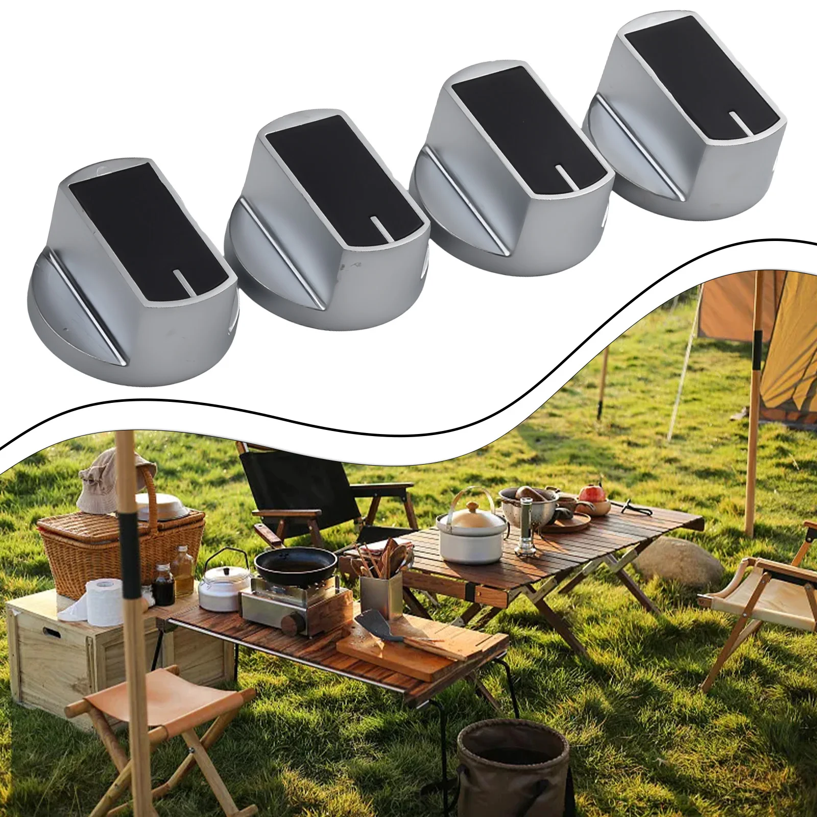 

4pcs Outdoor Camping Grill Knob 8mm Gas Stove Knob Kitchen BBQ Grill Stove Parts Knob Handles Replacement Kitchen Parts