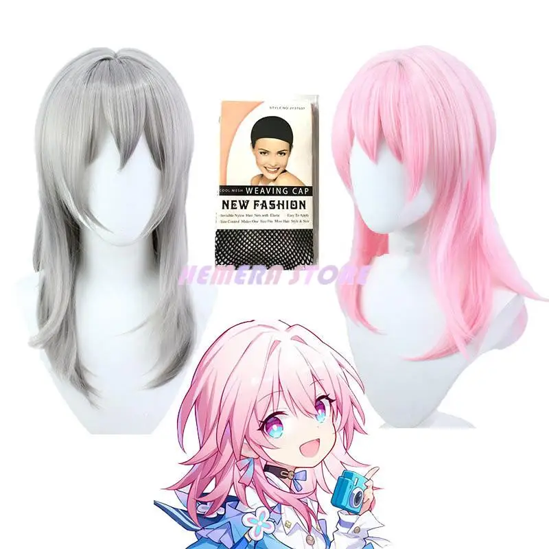 

Game Honkai Star Rail March 7th Cosplay Wig Female Trailblazer Cos Wigs Heat Resistant Halloween Party Role Play Prop
