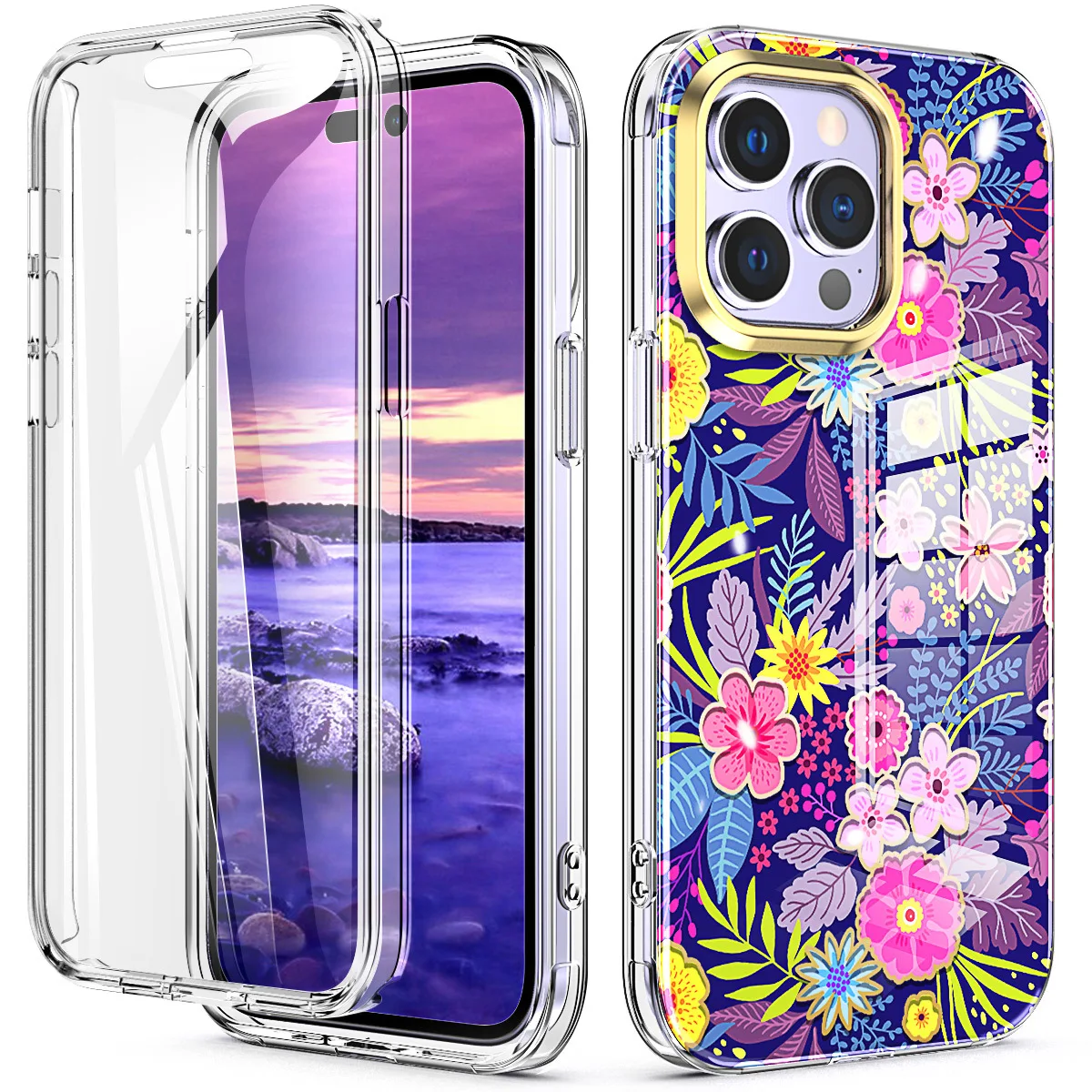 

3 in1 funda with Front Film Protective 360 Phone Case for Iphone 14 pro max for iphone 14 plus
