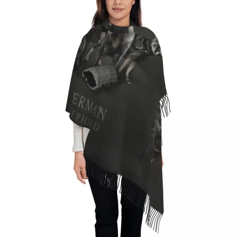 

Customized Printed German Shepherd Dog Scarf Men Women Winter Warm Scarves GSD Animal Shawls Wraps