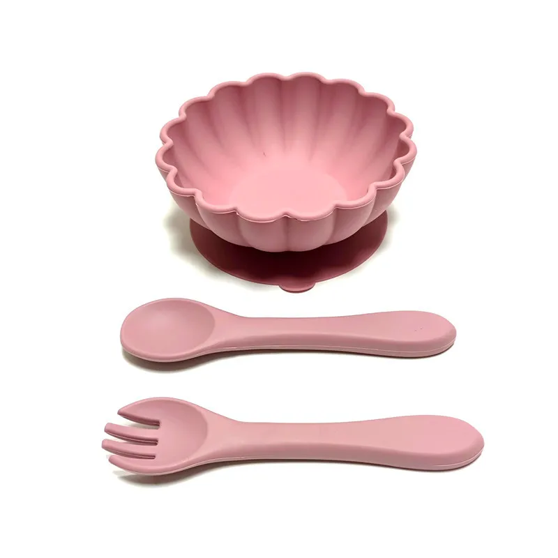 3pcs Silicone Children's Dinner Plate Set Suction Cup One-piece Food Silicone Dinner Plate Baby Bowl for Eating Training