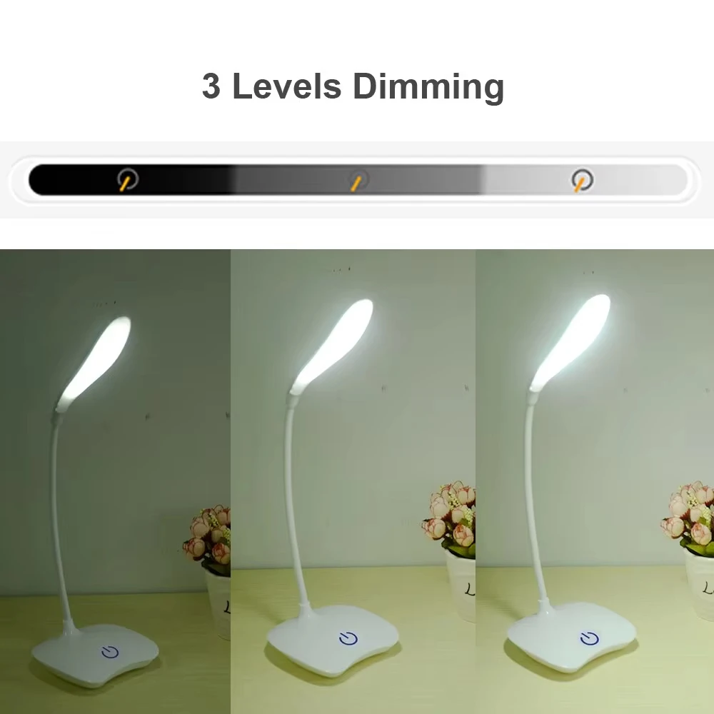 LED Read Desk Lamp Portable USB Charging Table Lights Touch Dimming Learning Eye Protection Lights Bedroom Office Small Lamp