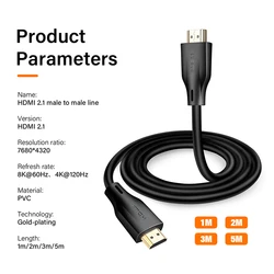Ultra High - Speed 8K HDMI 2.1 Cable with HDR & HDCP Support - Various Length Options - 3m (Black)