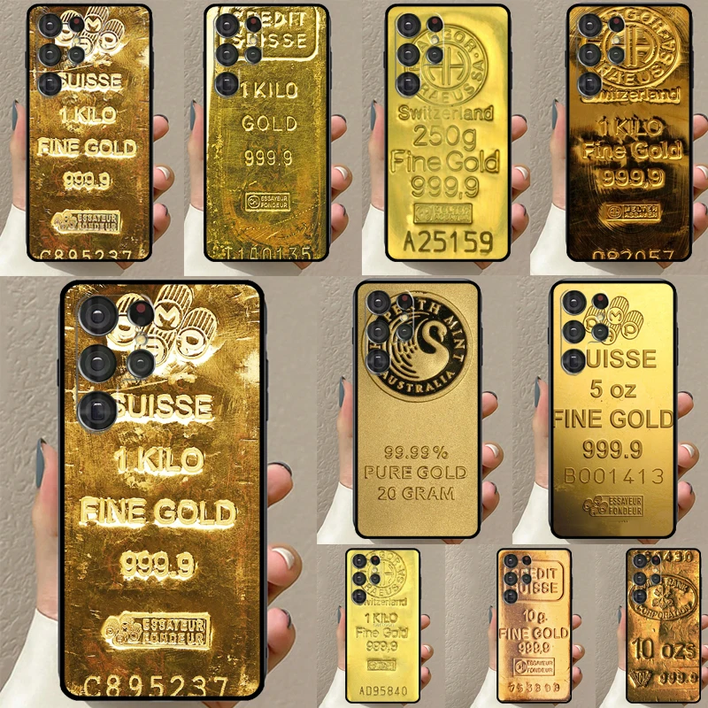 Custodia Svizzera Fine Gold Per Samsung Galaxy S23 S22 Ultra Note 20 Note 10 S8 S9 S10 Plus S21 Fe S20 Fe Cover Posteriore