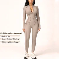 VITALINOVO Womens Running Onesie Athletic Romper Pants Long Sleeve Zip Up Hiking Outfits One Piece Workout Bodycon Jumpsuits