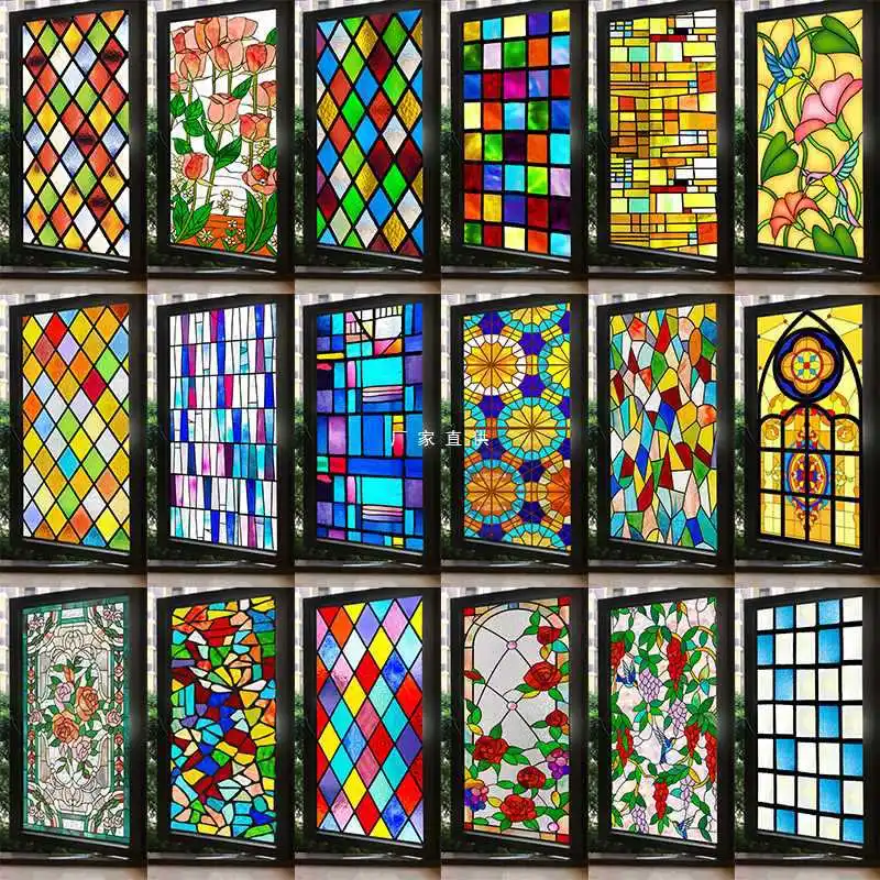 Vintage Static Window Cling Privacy Translucent Frosted Stained