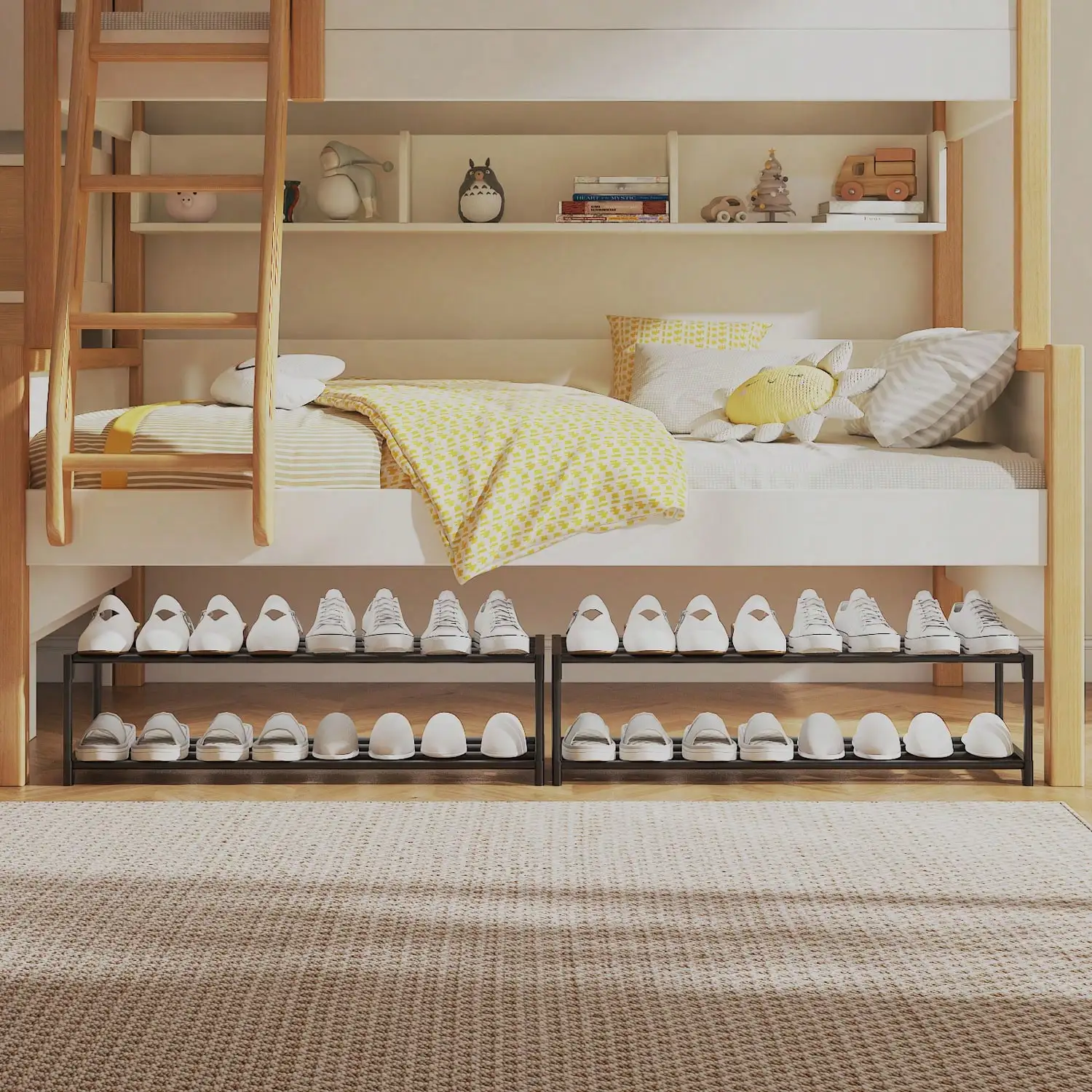 Shoe Rack 1pc Multifunctional Shoe Rack Under The Bed Removable Storage Rack Resistant Nail-free Installation Storage Racks