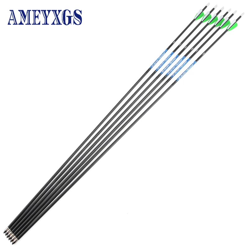 

Стрелы из чистого карбона для стрельбы из лука, 6/12/24 шт., ID 800 мм, стержень 900, резиновое перо для рекурсивного блочного Лука, аксессуары для охоты