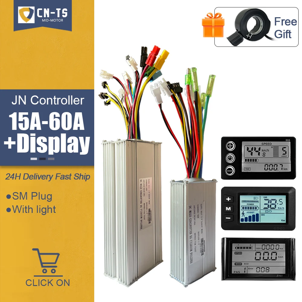 Controller Ebike Sinewave Jn 15A-60A Controller Brushless Con Display Lcd S866/Gd01/S900 Per Kit Di Conversione Bici Elettrica