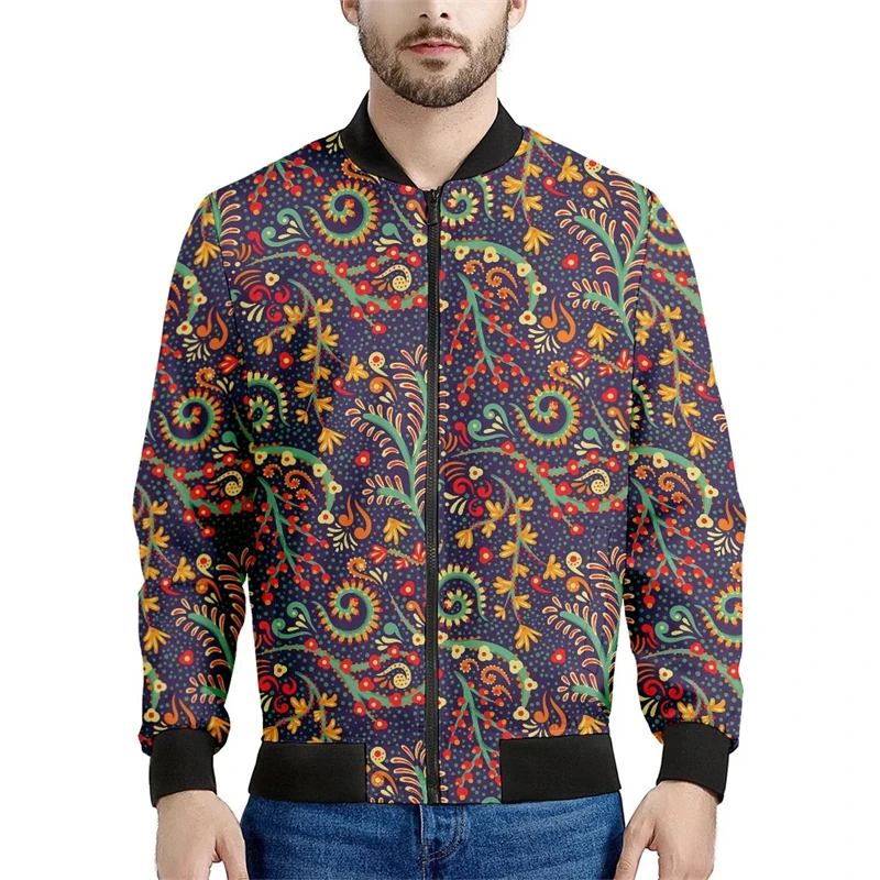 thumbnail image 1 of Chaquetas bomber de primavera y otoño para hombre, con estampado floral 3D por todas partes, con cremallera, unisex, informal, de manga larga, con cremallera, talla 6XL, 1 of 4