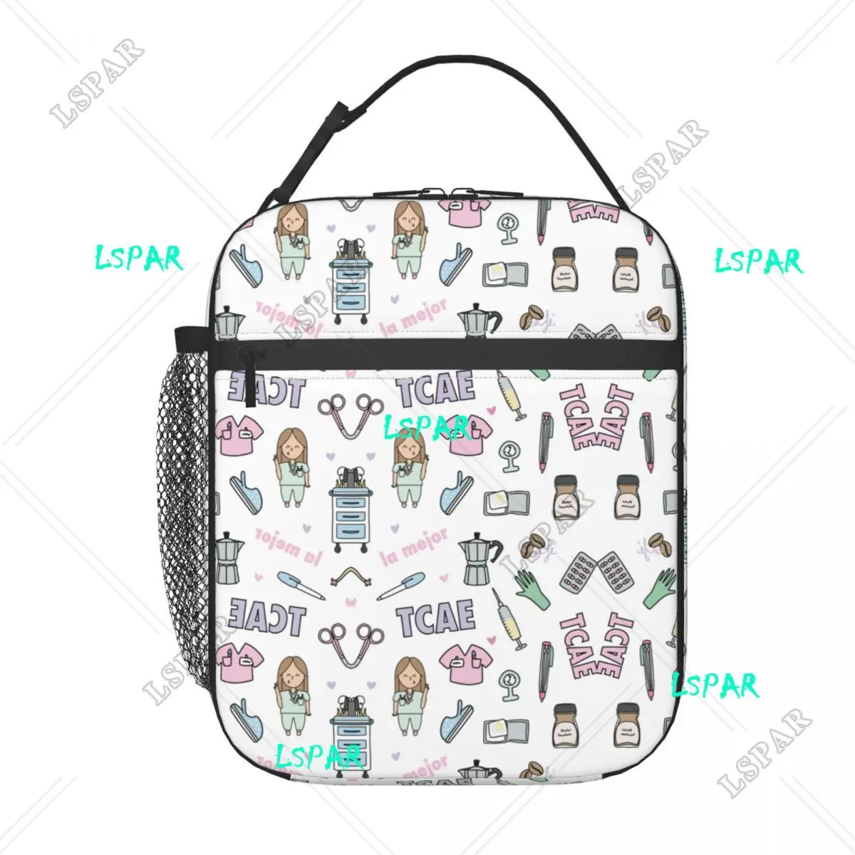 Cartoon Ladies Nurse Lunch Boxes Cute Enfermera En Apuros Lunch Bags for Nurse Insulated Food Container 2