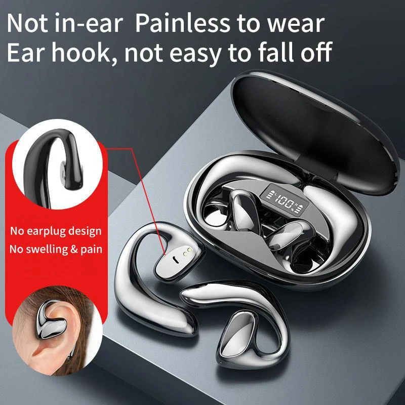 Wireless Earphone MZYMI Bone Conduction Open Ear Headphone Bluetooth Sport Ear Hook 9D HIFI Stereo Headset Built-in Mic headworn microphone