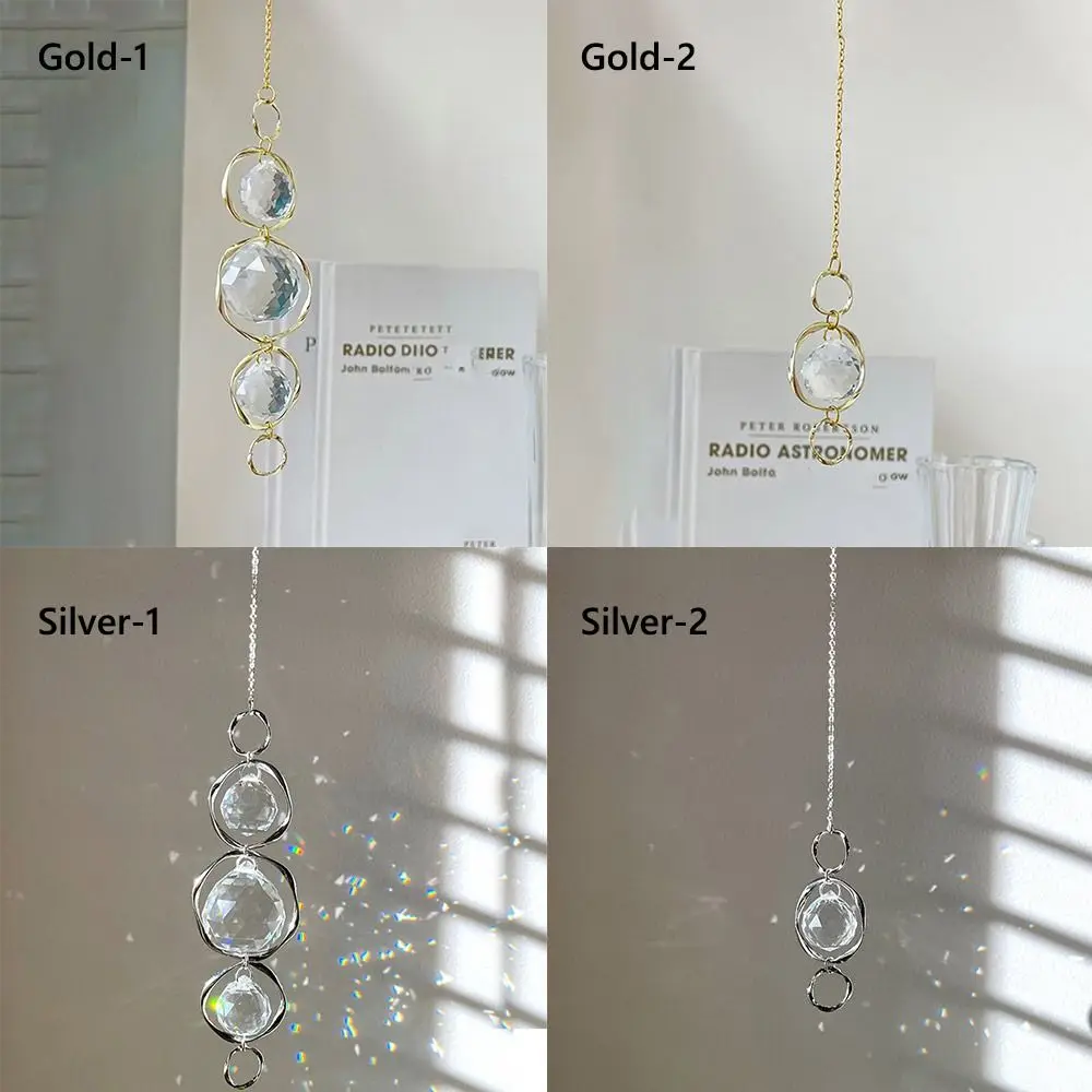 Crystal Glass Sun Catcher Accessories Curtains Embellishment Rainbow Prisms Pendant Hanging Decoration Gold Silver Drop Ornament
