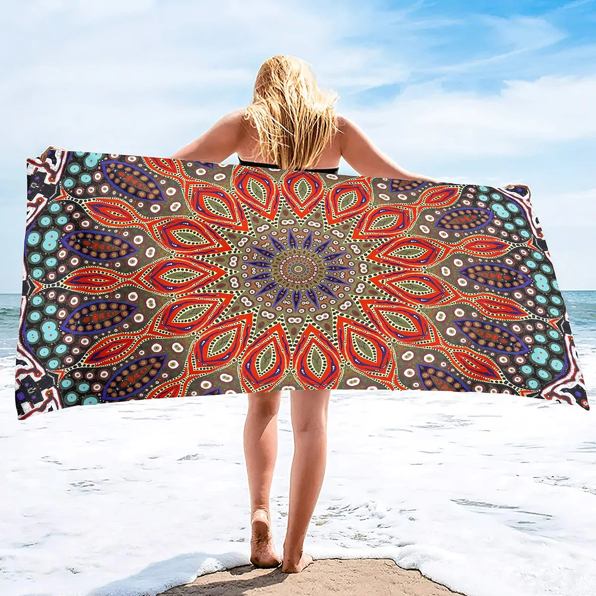 

Oversize Beach Towel Clearance Towels, Boho Mandala Cool Travel Pool Towel, Lightweight Sand Free Quick Dry Towels