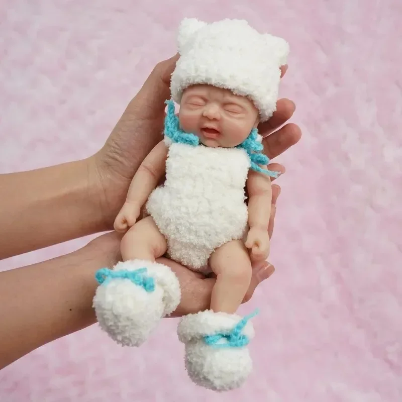 7 inch Miniature Babies Full Body Silicone Reborn Baby Dolls Girl Mini Realistic Newborn Baby Dolls Stress Relief Hand Made Bebe dvotinst newborn photography props baby mini camera for bebe slr cameras fotografia studio shooting photo props accessories