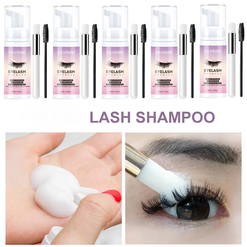 

50ml Professional EyeLashes Foam Cleaner kit Individual Eyelash Extension glue Shampoo Eye lashes Makeup Remover + Brush