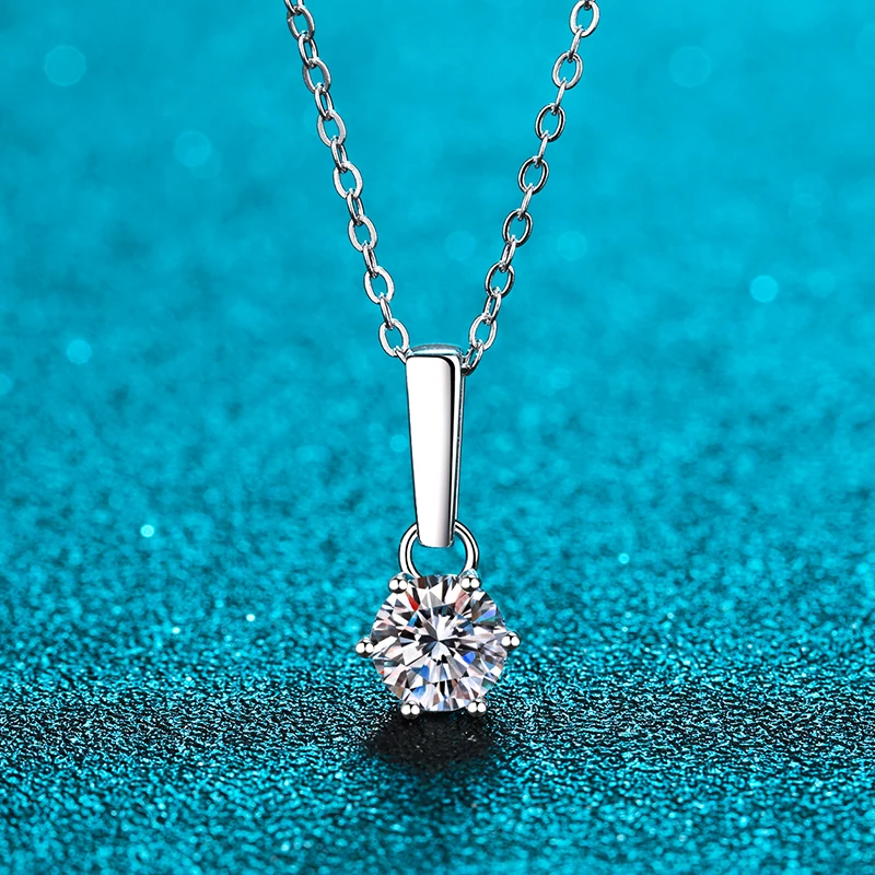

1 Carat Real Moissanite Pendant Necklace For Women High Quality 925 Sterling Silver Wedding Party Bridal Fine Jewelry