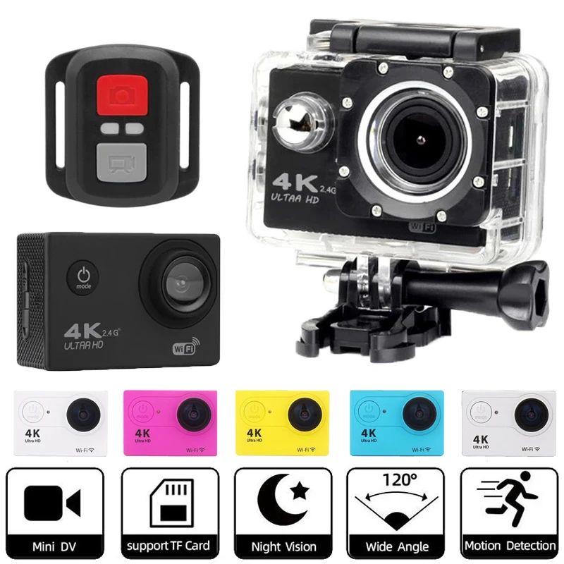 Ultra Hd 4K / 60Fps Wifi 2.0 Mini Action Camera 170D Subacquea Impermeabile Cam Casco Telecamere Di Registrazione Video Cam Go Sports Pro