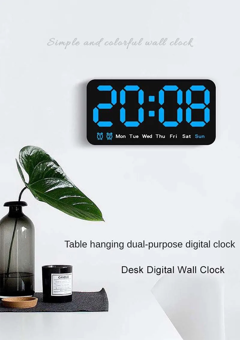 Description Picture 4 of itemDigital LED Alarm Clock with Snooze Function.For Table Stand Or Wall Hanging.Brightness Level Adjustable.Sound Control Backlight