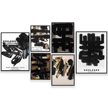 Dipinti su tela Pierre Soulages Mostra Poster Museo Soulages Immagini Stampe Decorazioni per la casa Wall Art