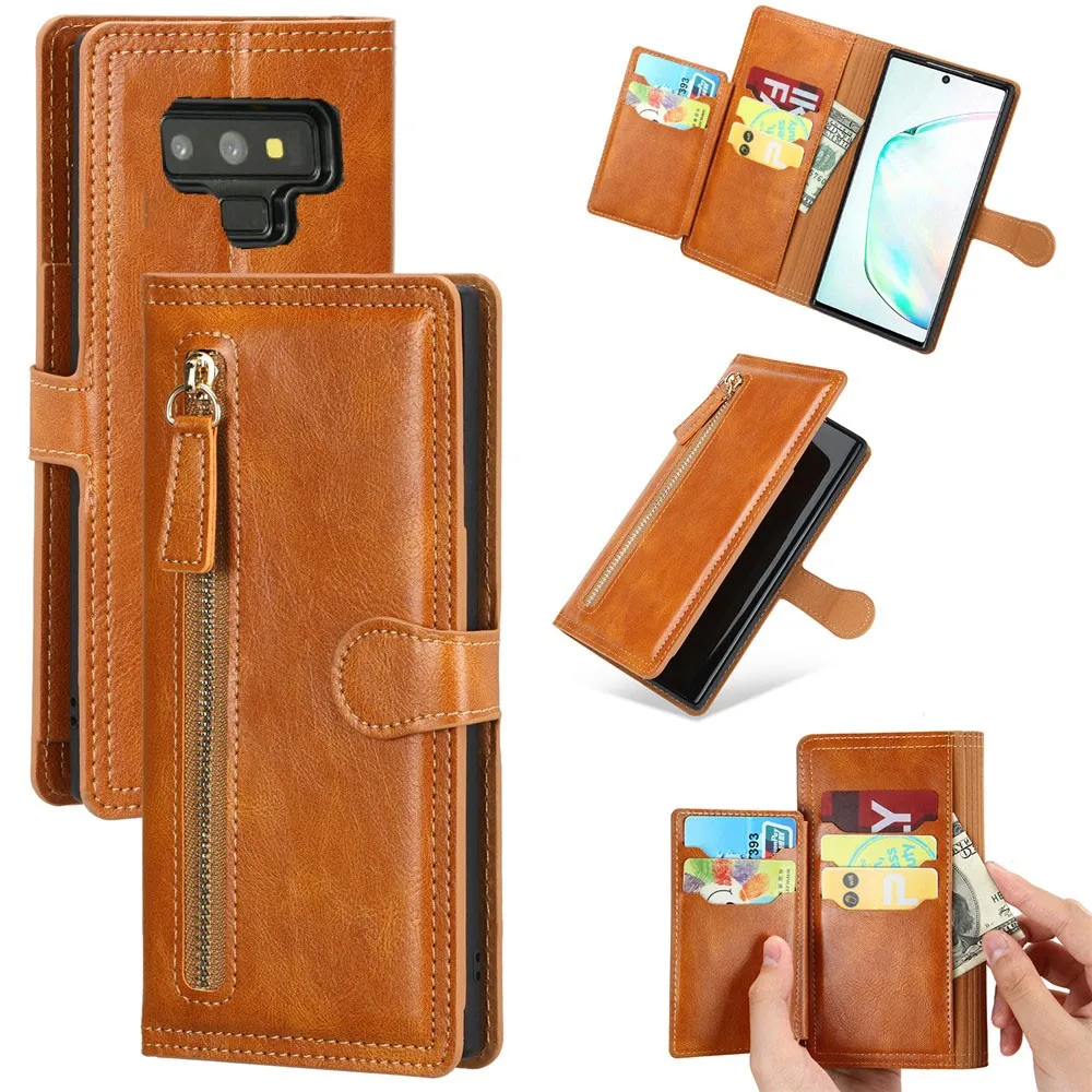 Samsung Note Leather Zipper Flip Wallet Case for Samsung Galaxy