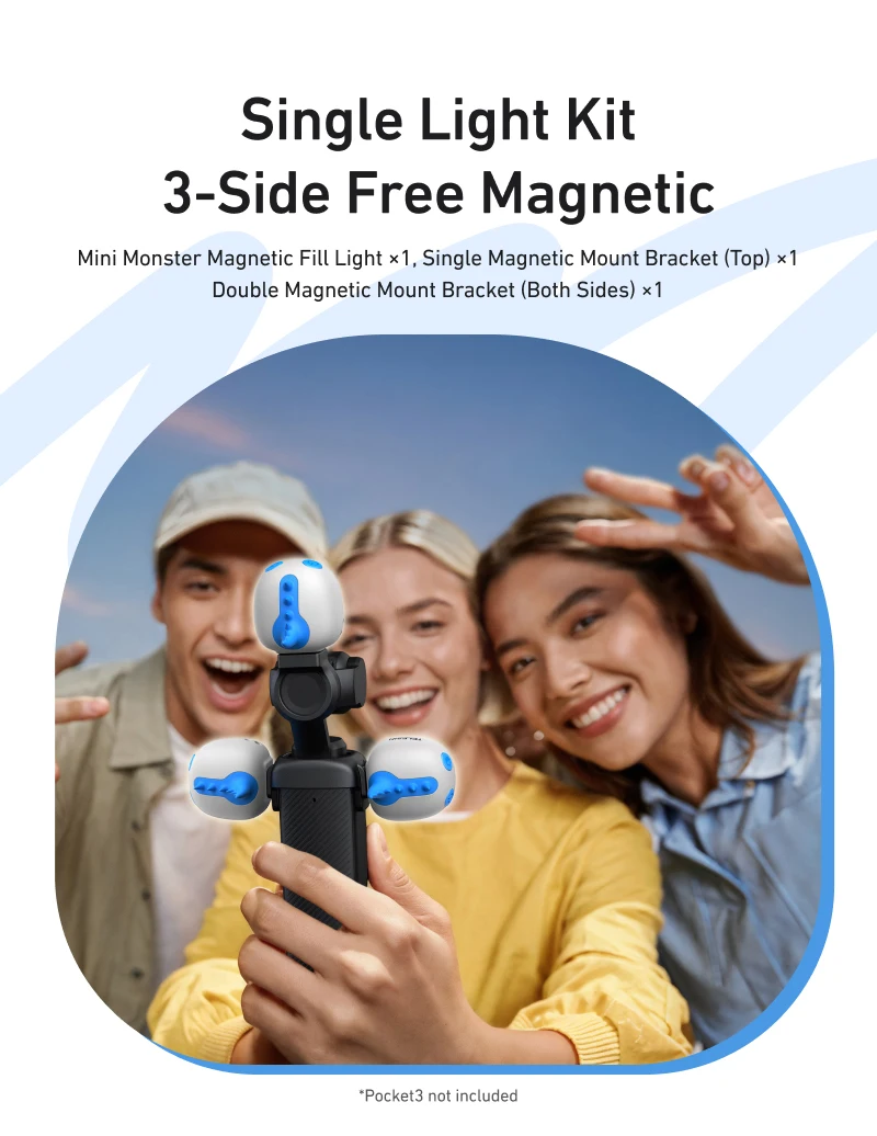 Magnetic Fill Light Mini Waterproof Quick Release Selfie Light For Pocket 3 Min