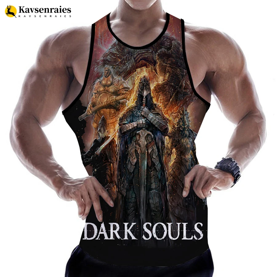 

2023 New Fashion Dark Souls 3D Print Tank Tops Men Summer Vest Women Casual Sleeveless Shirts Hip Hop Streetwear Oversized Tops